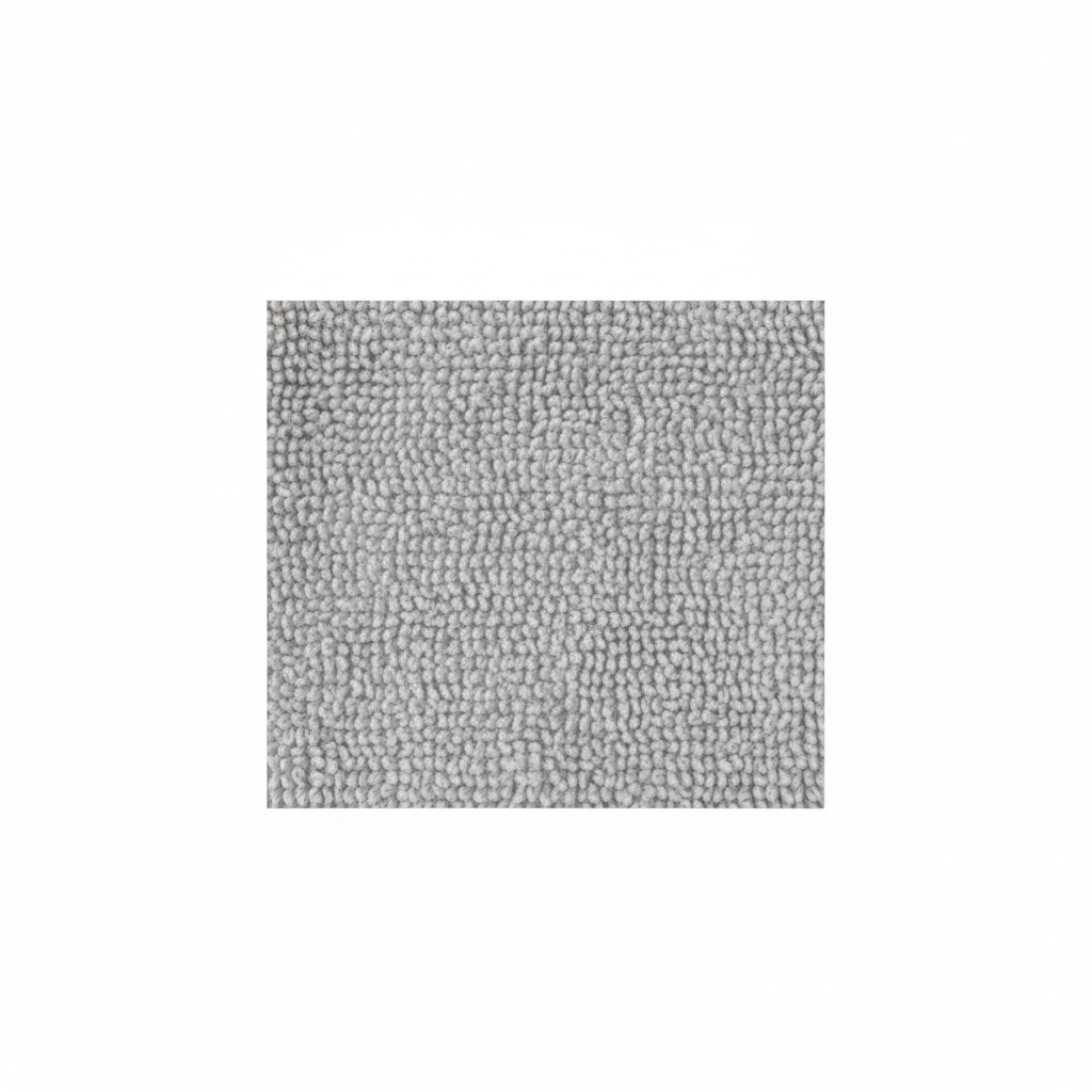 Close-up macro shot of soft microfiber hand towel fabric texture in light gray